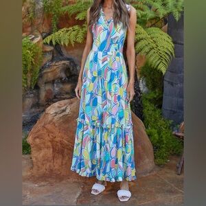 Fate Multicolor Abstract Maxi Dress